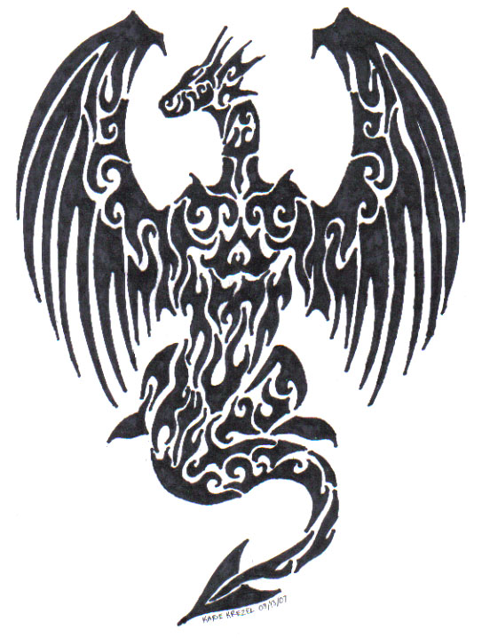 Tatuajes de dragones con estilo tribal