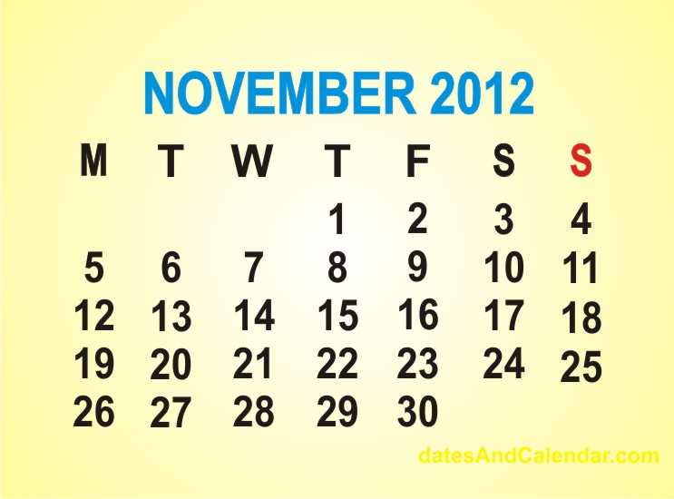 Calendarios De Noviembre Del 2012 Para Coleccionar Mil Recursos