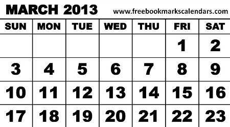 Calendarios de marzo del 2013