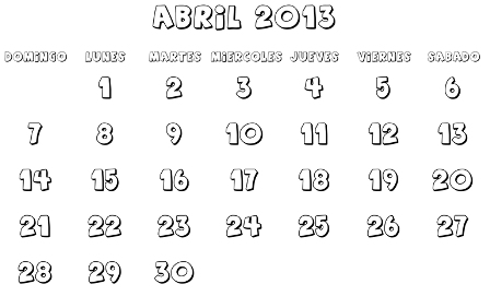 Calendarios de abril del 2013