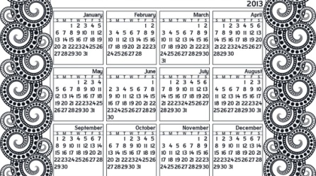 Calendarios 2013 en blanco y negro