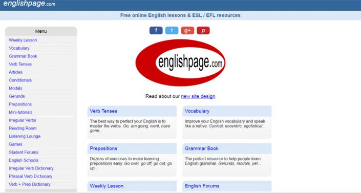 Englishpage es una página completamente en inglés americano.